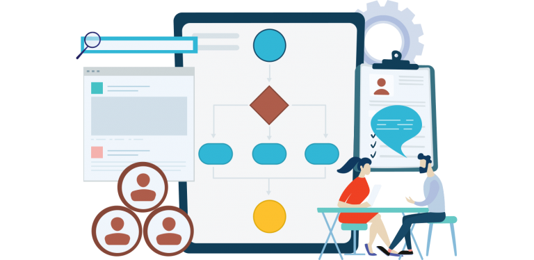 Illustration of items related to UX research